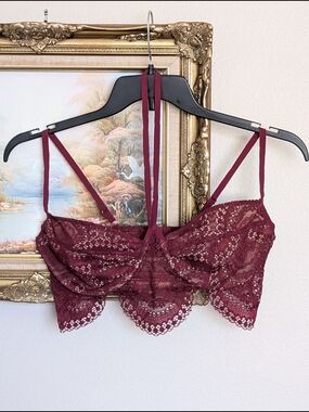 For Love & Lemons Wine Lace Bralette